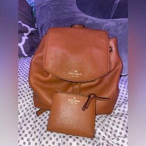 Brown Leather Kate Spade Backpack and Wallet!